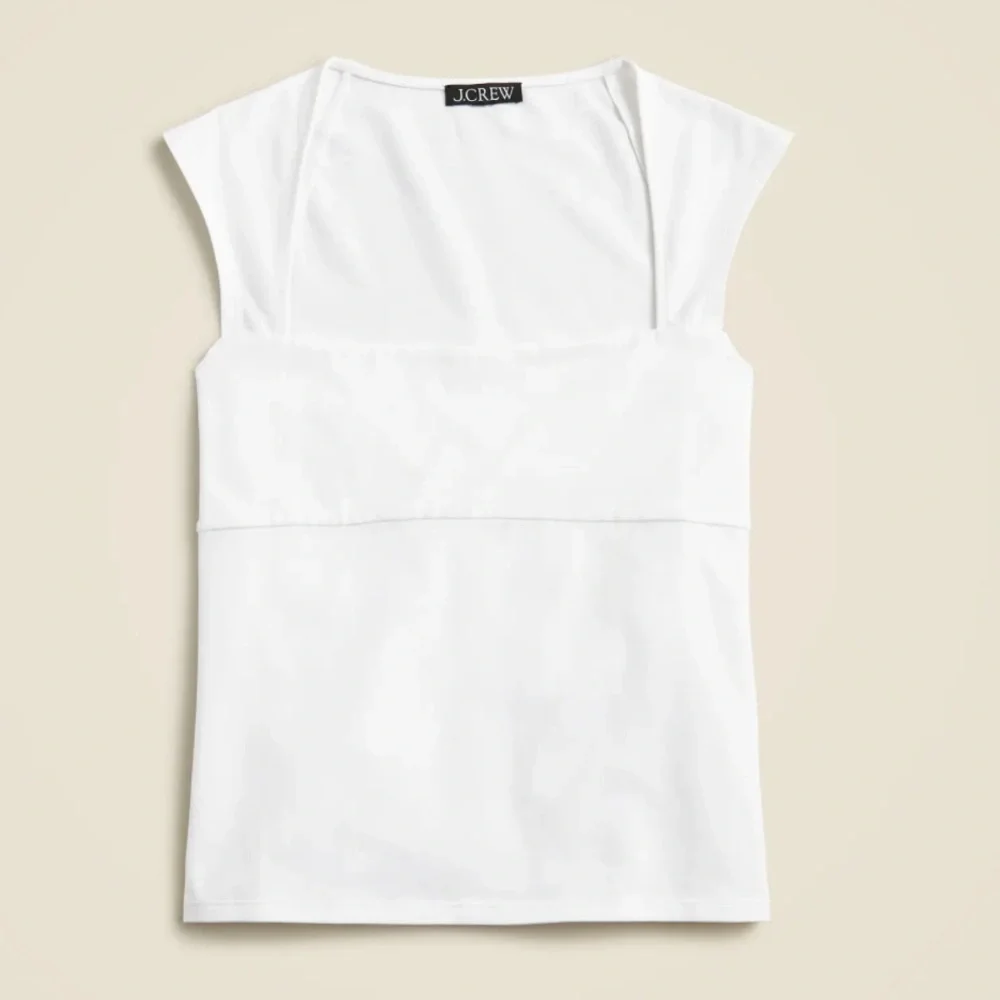J. Crew Squareneck cap-sleeve top in stretch cotton blend Style CA528 . New. XL
